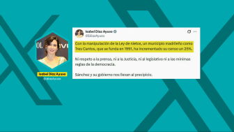 Ayuso denuncia "manipulaci&oacute;n en el censo" de Tres Cantos con mentiras: no ha crecido un 25% por la ley de nietos