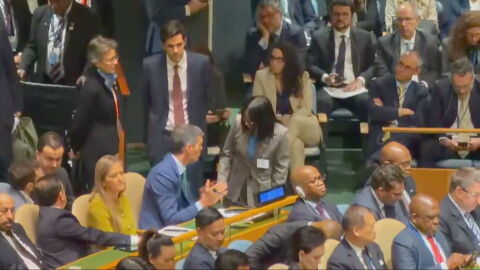Pedro S&aacute;nchez y Delcy Rodr&iacute;guez en la Asamblea General de la ONU