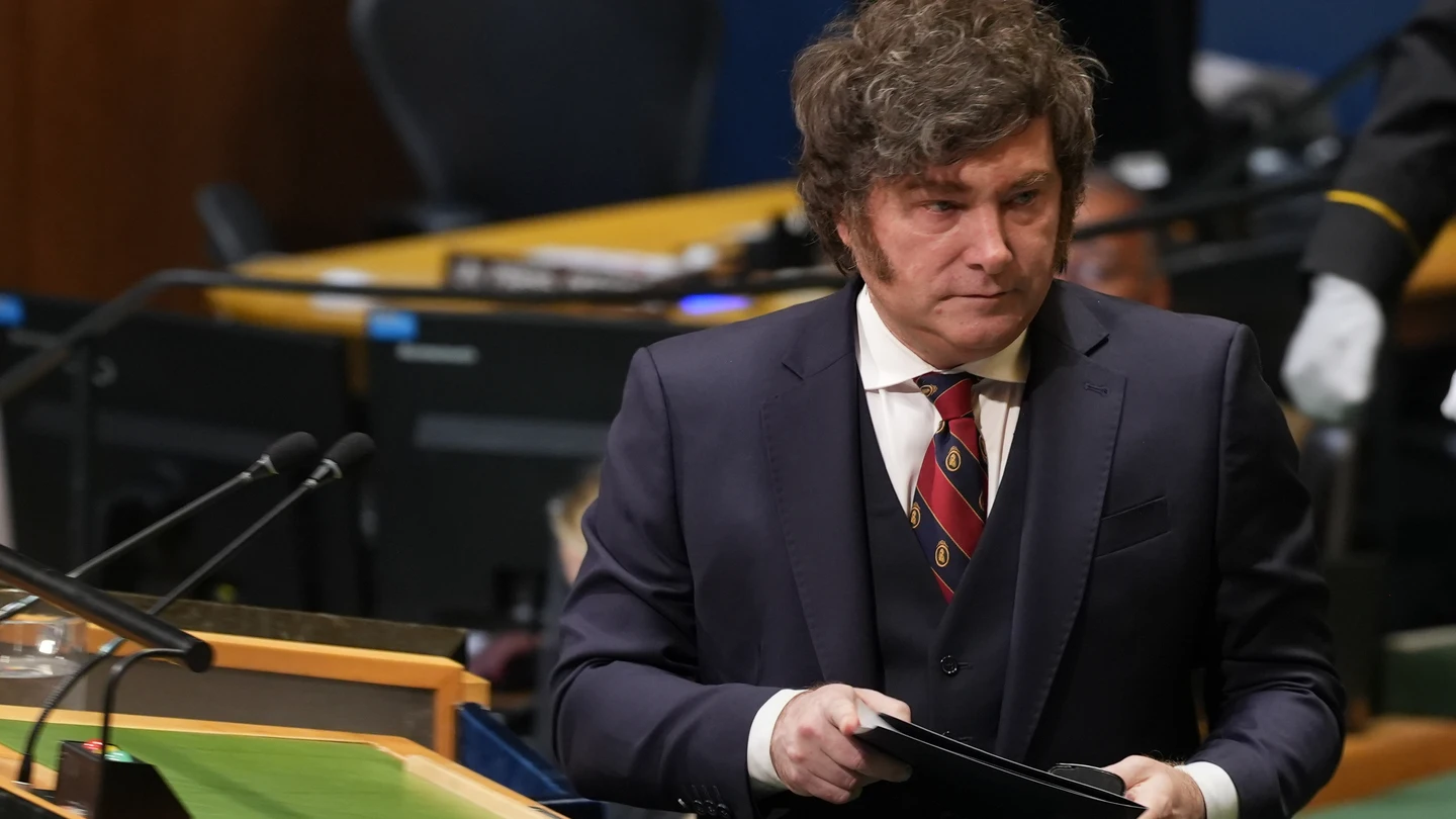 El presidente de Argentina, Javier Milei, este miércoles en la Asamblea General de la ONU. El presidente de Argentina, Javier Milei, este miércoles en la Asamblea General de la ONU.