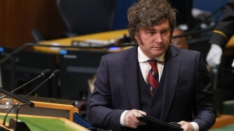 El presidente de Argentina, Javier Milei, este mi&eacute;rcoles en la Asamblea General de la ONU.
