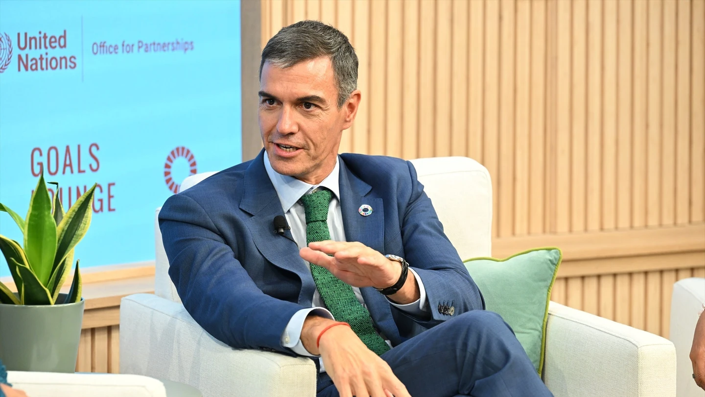 Pedro Sánchez durante un acto en el marco de la Asamblea de la ONU Pedro Sánchez durante un acto en el marco de la Asamblea de la ONU
