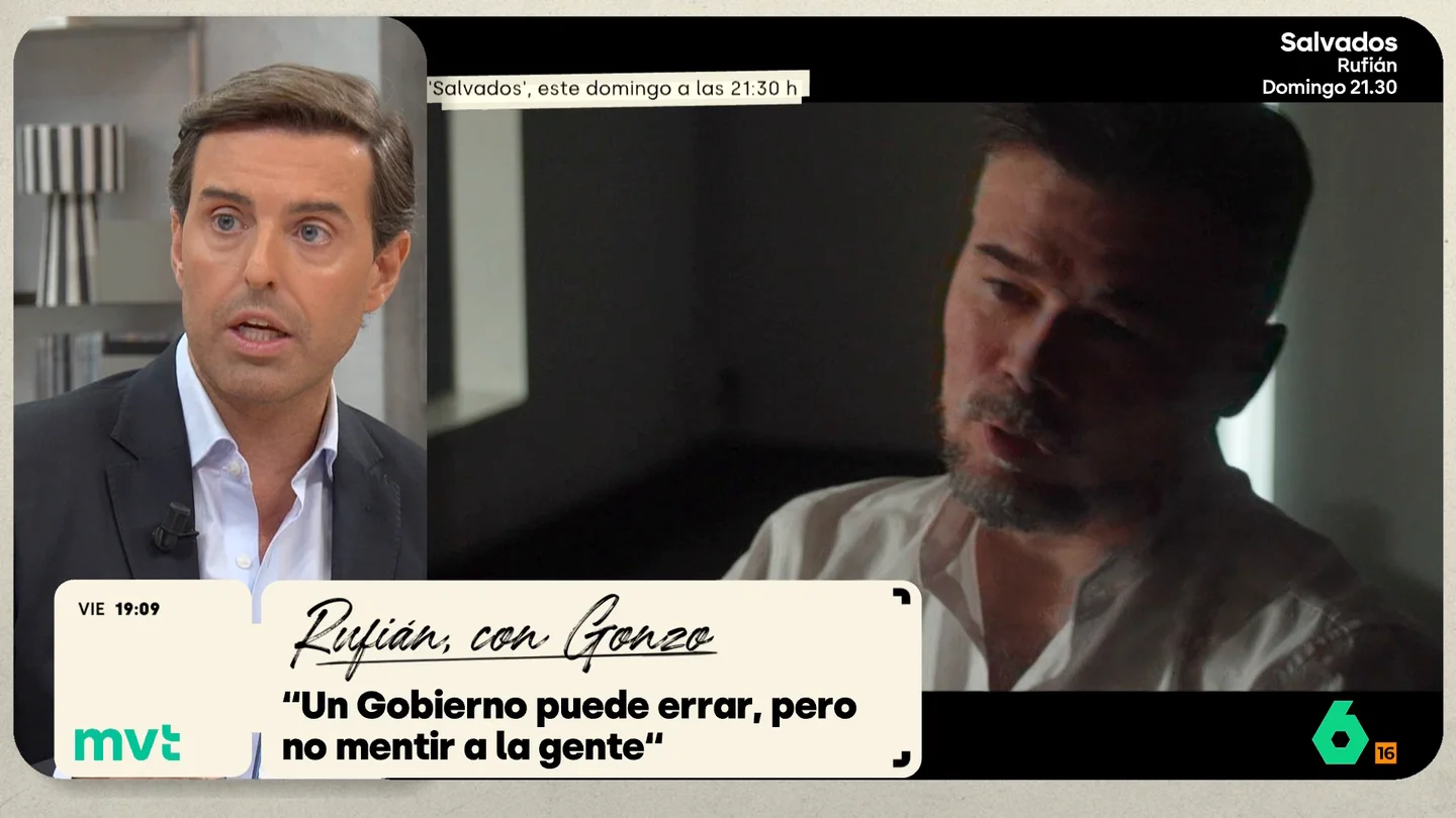 Pablo Montesinos reflexiona sobre Ceuta y asegura que "habrá un momento en que Pedro Sánchez tendrá que alzar la voz contra Marruecos" Pablo Montesinos analiza las palabras de Gabriel Rufián en Salvados donde asegura a Gonzo que el Gobierno está "mintiendo" sobre el papel de Marruecos. El periodista asegura que la crítica del diputado de ERC es "coherente y razonable".