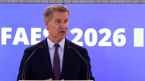 El presidente del PP, Alberto N&uacute;&ntilde;ez Feij&oacute;o, interviene en la clausura del Campus FAES 2026 este viernes en Madrid.