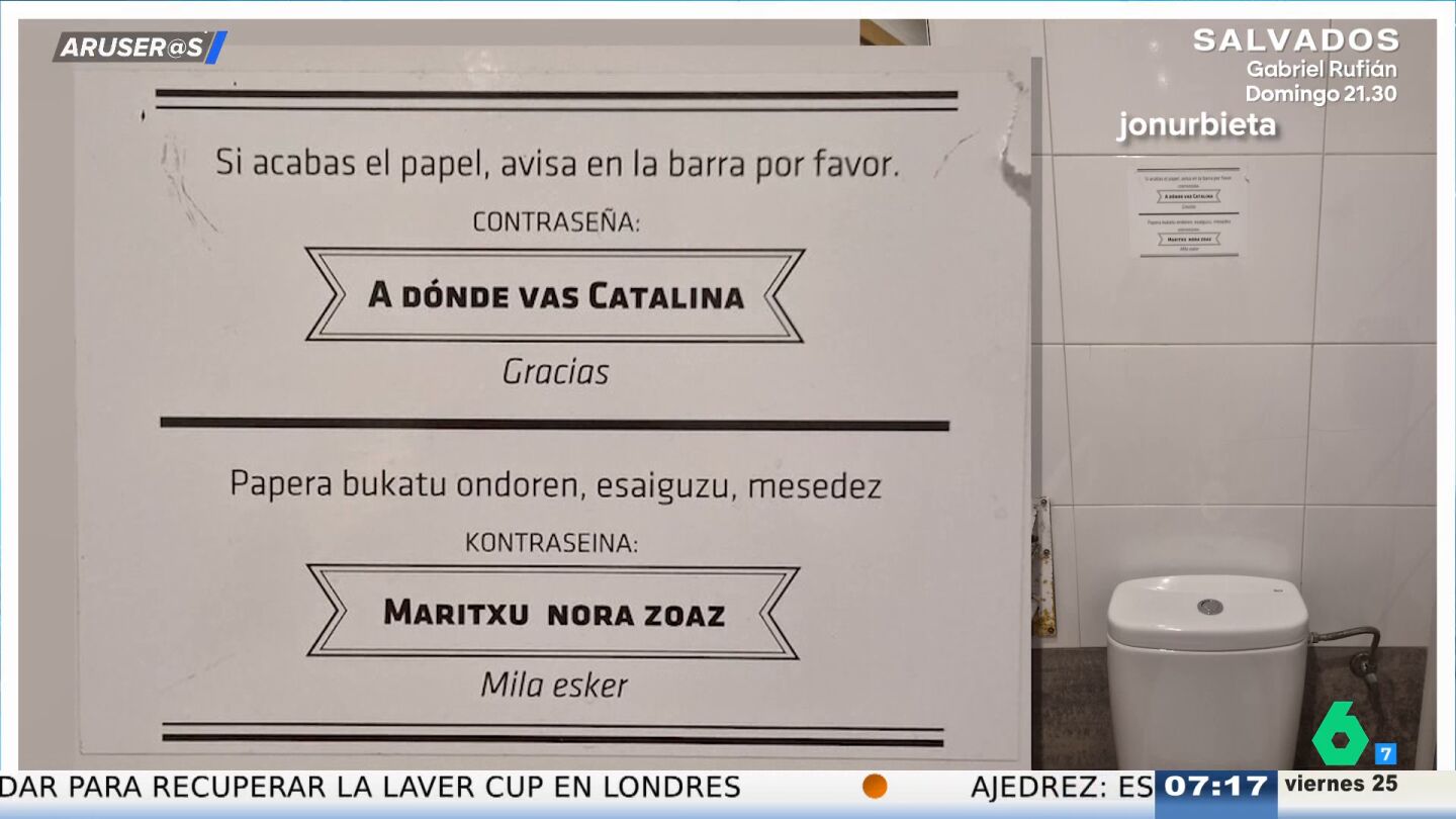  "A d&oacute;nde vas, Catalina": la surrealista contrase&ntilde;a de un bar para pedir papel higi&eacute;nico en el ba&ntilde;o