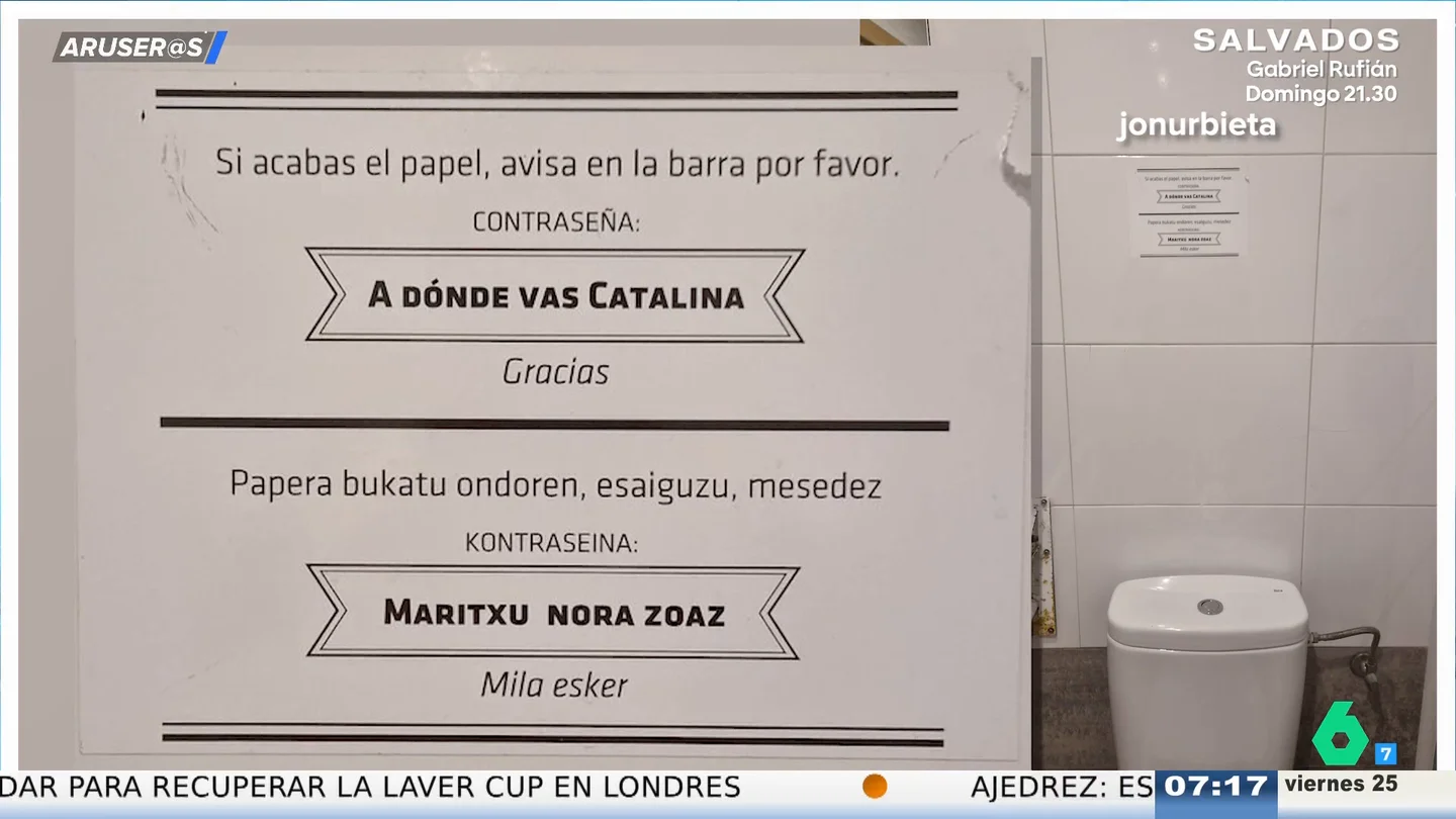 "A dónde vas, Catalina": la surrealista contraseña de un bar para pedir papel higiénico en el baño "A dónde vas, Catalina": la surrealista contraseña de un bar para pedir papel higiénico en el baño