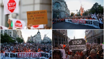 Las mejores im&aacute;genes de la manifestaci&oacute;n multitudinaria por la vivienda tras el desahucio de Maricarmen en Madrid