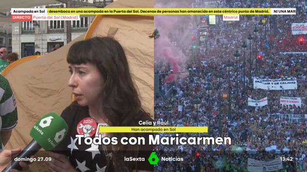Joven acampada en Sol