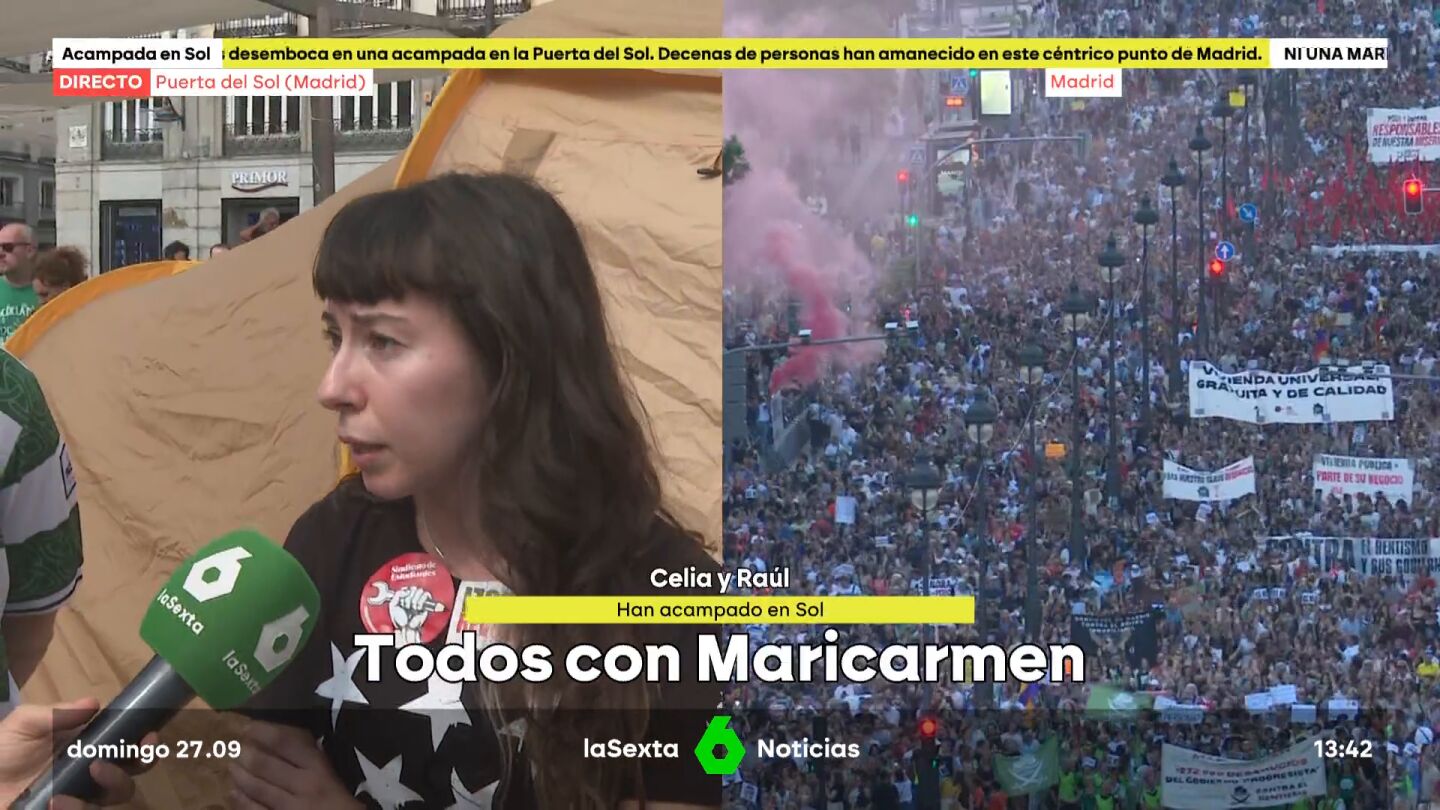 Joven acampada en Sol