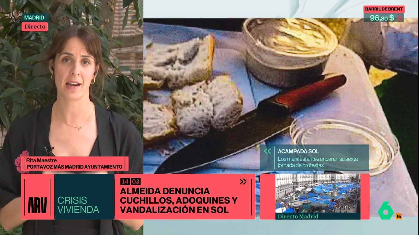 Rita Maestre acusa a Almeida de hacer "el ridículo": "La única persona que ha llevado un arma a su trabajo es una diputada del PP" Rita Maestre acusa a Almeida de hacer "el ridículo": "La única persona que ha llevado un arma a su trabajo es una diputada del PP"