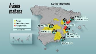 Alerta por lluvias en parte de Espa&ntilde;a, con avisos rojos en C. Valenciana y CAtalu&ntilde;a