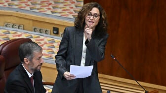 La presidenta de la Comunidad de Madrid, Isabel D&iacute;az Ayuso, en el pleno de la Asamblea