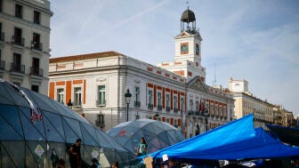Acampada en la Puerta del Sol como protesta contra la crisis de vivienda en el pa&iacute;s