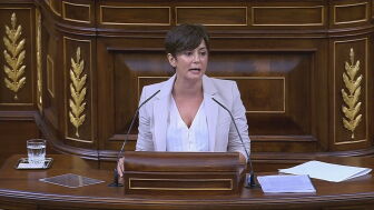 La ministra de Vivienda y Agenda Urbana, Isabel Rodr&iacute;guez, atiende a los medios a su llegada a una sesi&oacute;n plenaria, en el Congreso de los Diputados