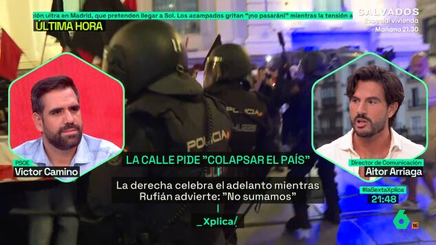 21:46 Aitor Arriaga: "El PSOE ha conseguido que en vez de hablar de un buen decreto estemos hablando de si adelantar&aacute; elecciones"