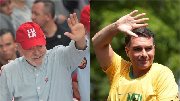 Lula da Silva, a la izquierda; a la derecha, Fl&aacute;vio Bolsonaro