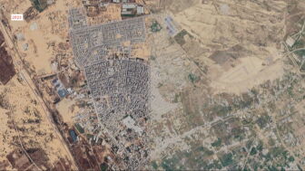 Im&aacute;genes satelitales de la destrucci&oacute;n en la Franja de Gaza. 