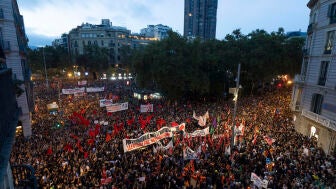 La manifestaci&oacute;n por el derecho a la vivienda en Barcelona.