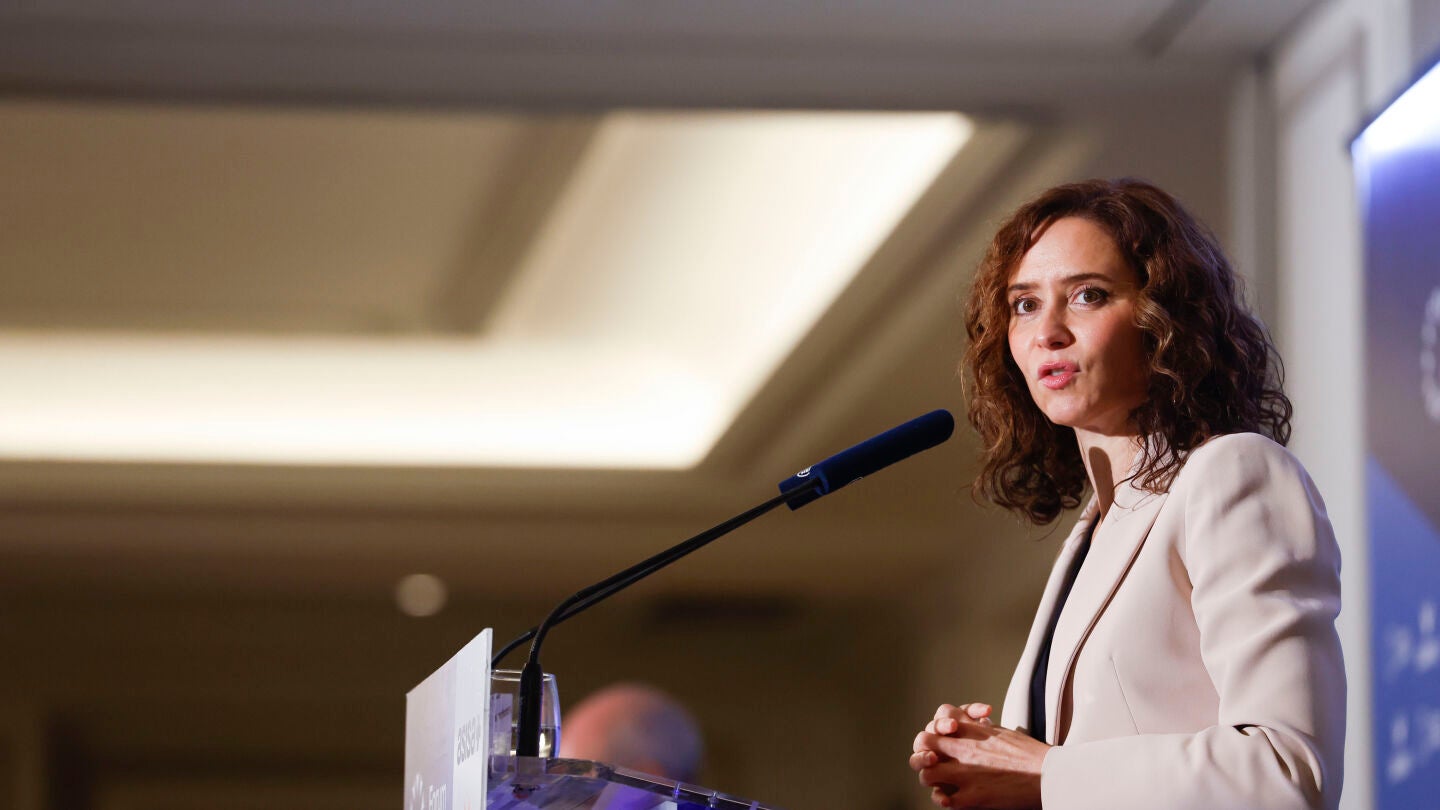 La presidenta de la Comunidad de Madrid, Isabel D&iacute;az Ayuso, durante una intervenci&oacute;n