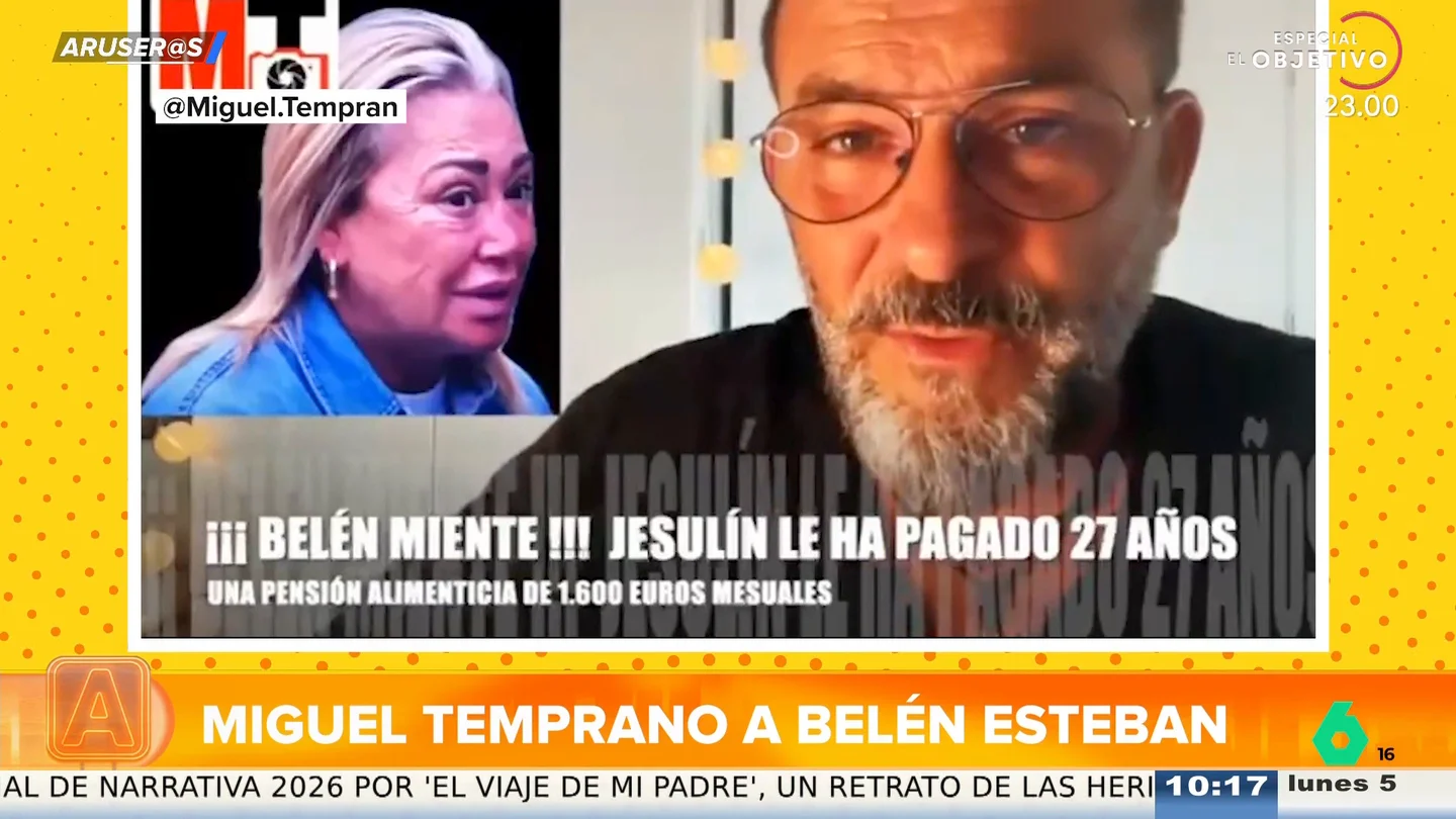 Miguel Temprano llama "mentirosa patológica" a Belen Esteban: "Jesulín de Ubrique estuvo pagando la manutención 27 años" Miguel Temprano llama "mentirosa patológica" a Belen Esteban: "Jesulín de Ubrique estuvo pagando la manutención 27 años"