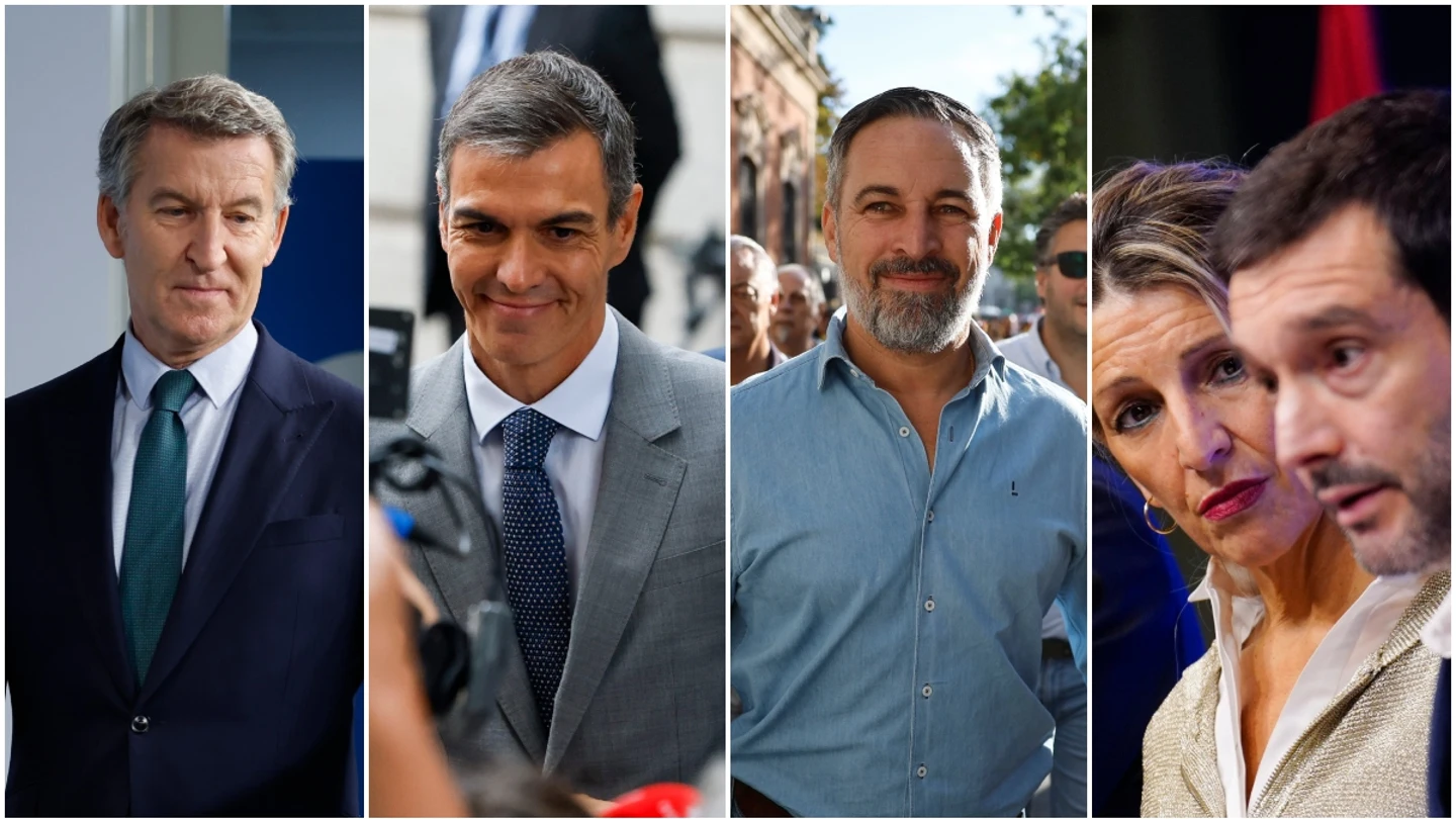Alberto Núñez Feijóo, Pedro Sánchez, Santiago Abascal, Yolanda Díaz y Pablo Bustinduy Alberto Núñez Feijóo, Pedro Sánchez, Santiago Abascal, Yolanda Díaz y Pablo Bustinduy