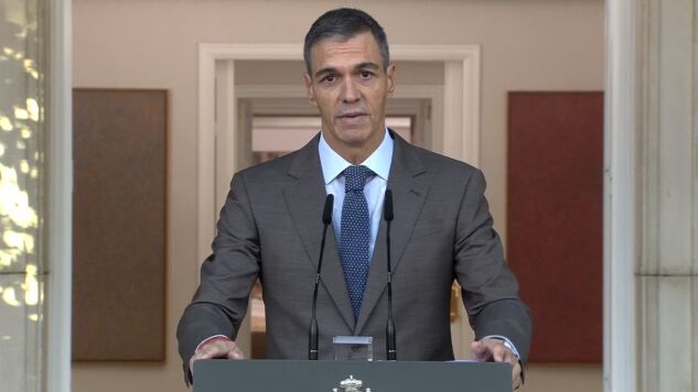 Pedro S&aacute;nchez, durante la comparecencia en la que ha anunciado las elecciones del 29 de noviembre