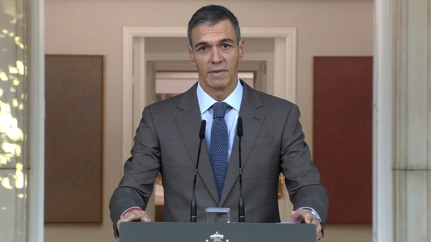 Pedro Sánchez, durante la comparecencia en la que ha anunciado las elecciones del 29 de noviembre Pedro Sánchez, durante la comparecencia en la que ha anunciado las elecciones del 29 de noviembre