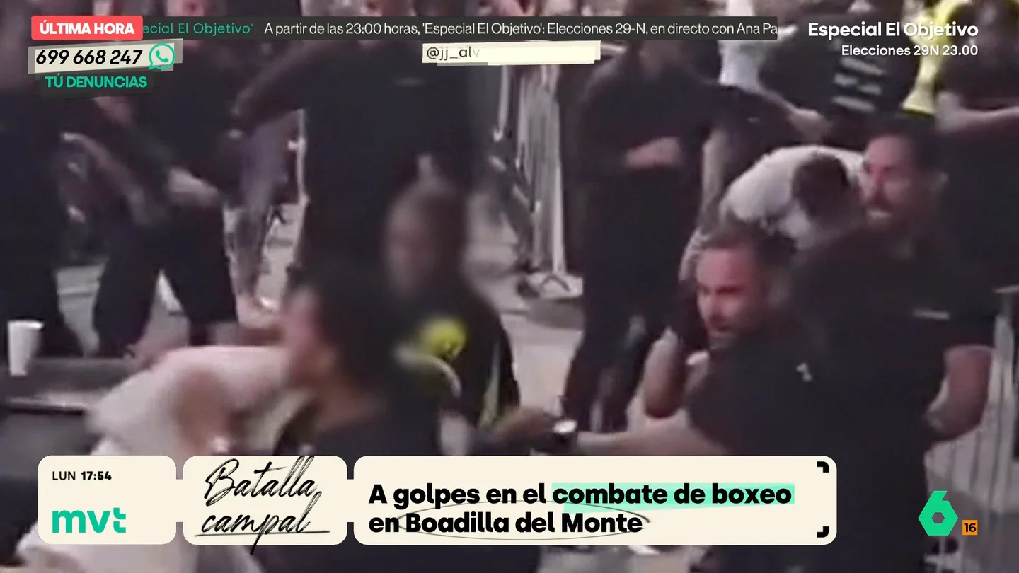 Batalla campal fuera del ring en el Campeonato de Europa de Boxeo: puñetazos, sillazos y vallas volando Batalla campal fuera del ring en el Campeonato de Europa de Boxeo: puñetazos, sillazos y vallas volando