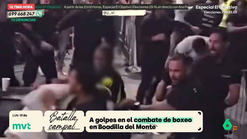Batalla campal fuera del ring en el Campeonato de Europa de Boxeo: pu&ntilde;etazos, sillazos y vallas volando