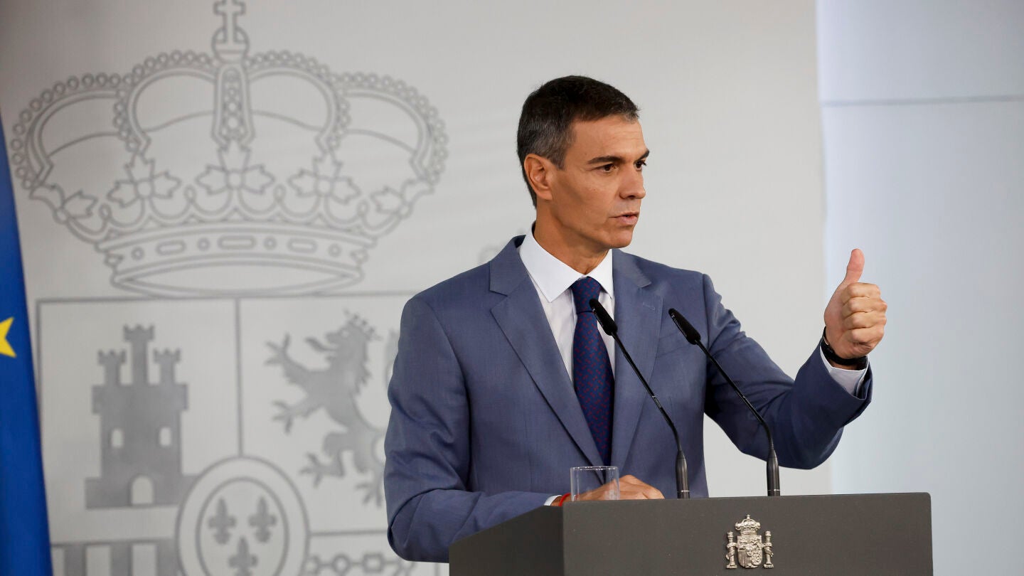 El presidente del Gobierno, Pedro S&aacute;nchez, durante su comparecencia tras el Consejo de Ministros