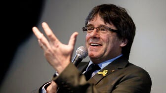 Imagen archivo de Carles Puigdemont dando un discurso en 2018