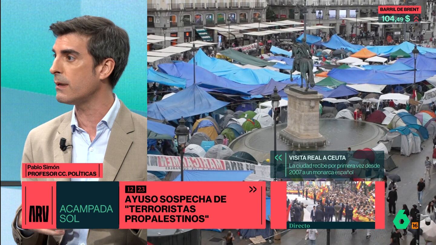 Pablo Sim&oacute;n: "Ayuso intenta cambiar la narrativa en torno a la acampada"