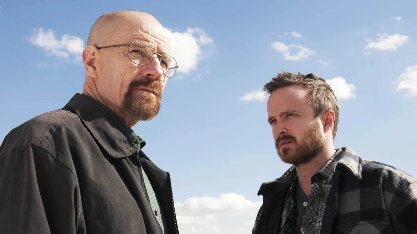 Imagen de la serie Breaking Bad protagonizada por Bryan Cranston y Aaron Paul Imagen de la serie Breaking Bad protagonizada por Bryan Cranston y Aaron Paul
