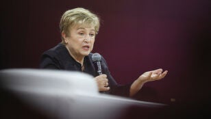 La directora gerente del Fondo Monetario Internacional (FMI), Kristalina Georgieva, interviene durante las Reuniones Anuales del FMI y el Banco Mundial de 2026