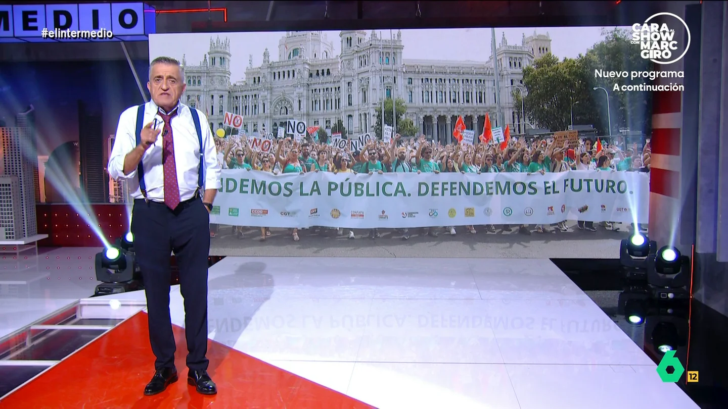 Wyoming responde a Ayuso tras criticar la huelga educativa: "Luchar por una educación pública es política, buena política" "Cada uno hace política como puede. Usted y su Gobierno aprovechando las instituciones para beneficiar a los negocios privados, los ciudadanos de a pie saliendo a la calle, perdiendo días de su sueldo o incluso arriesgando el físico", comenta Wyoming.