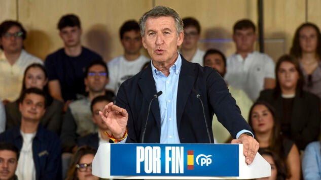 El presidente del PP, Alberto N&uacute;&ntilde;ez Feij&oacute;o, en un acto del partido en Huesca. 