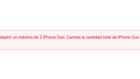 El texto que aparece al añadir más de dos iPhone Duo