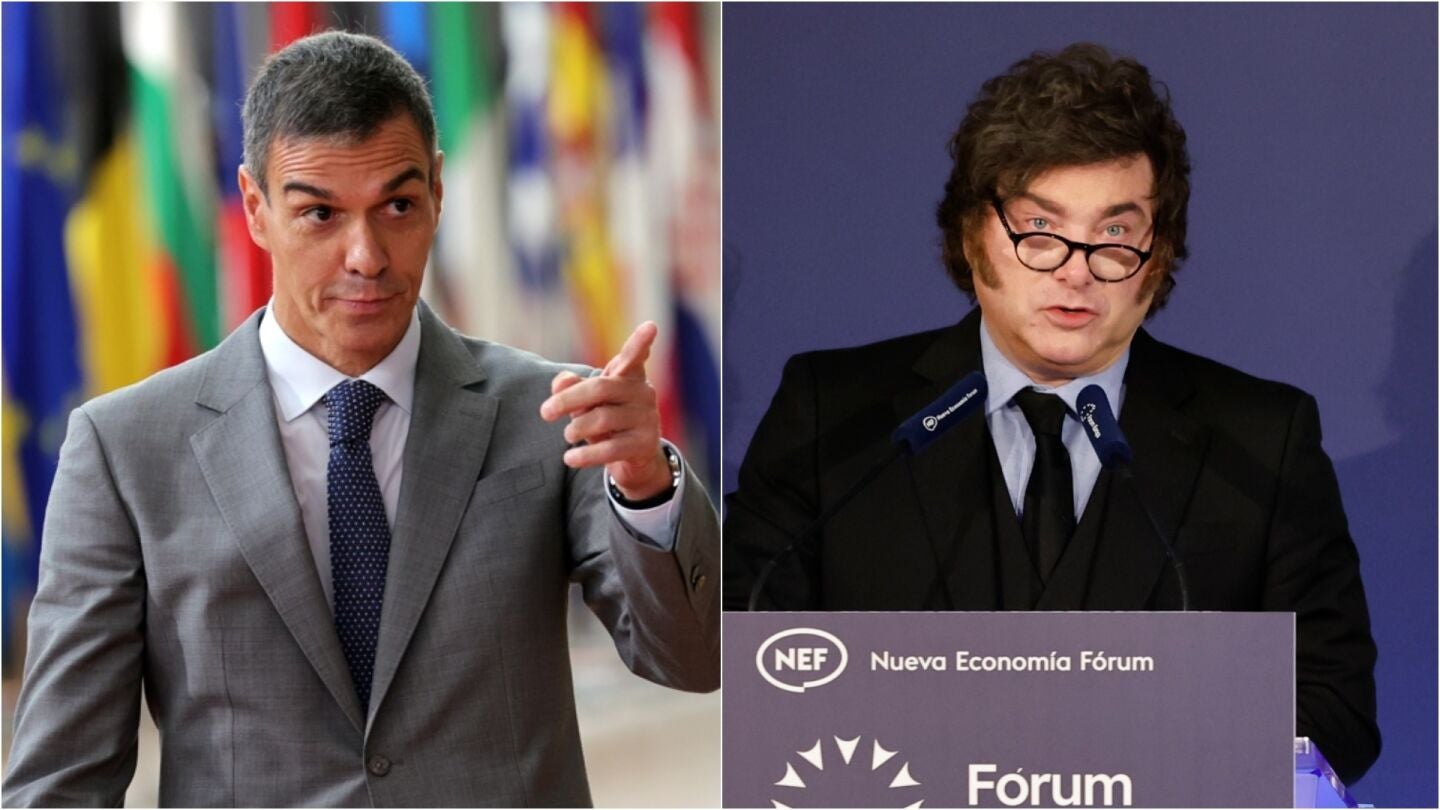 Pedro S&aacute;nchez y Javier Milei 