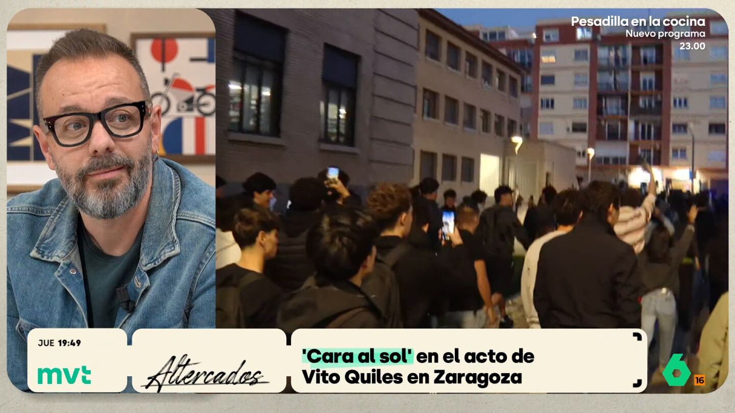 En Zaragoza se volv&iacute;an a registrar altercados entre partidarios y detractores de un acto organizado por Vito Quiles, donde se ha podido escuchar a los simpatizantes del agitador ultra cantar el 'Cara al sol'.