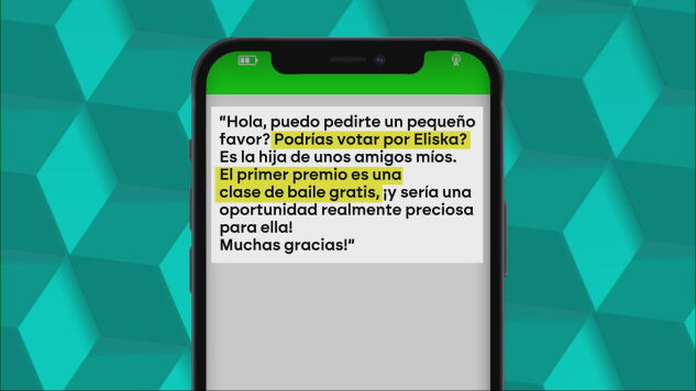 El mensaje de "voto a Eliska" realmente es una estafa.