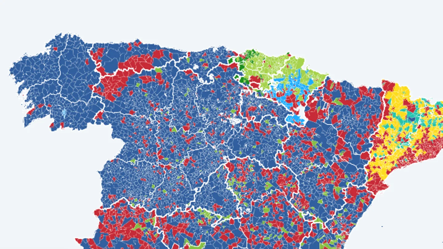 Mapa de resultados en función de la proyección municipal para el 29N de ElectoPanel Mapa de resultados en función de la proyección municipal para el 29N de ElectoPanel