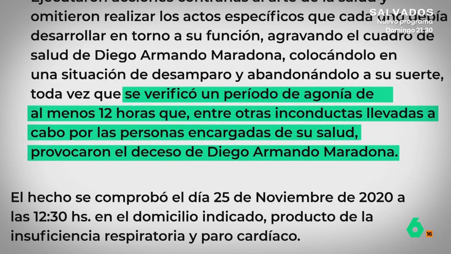 Equipo de Investigaci&oacute;n reconstruye las horas previas a la muerte de Maradona seg&uacute;n los informes de los enfermeros que lo atend&iacute;an y la cronolog&iacute;a distinta que plantea el informe forense.