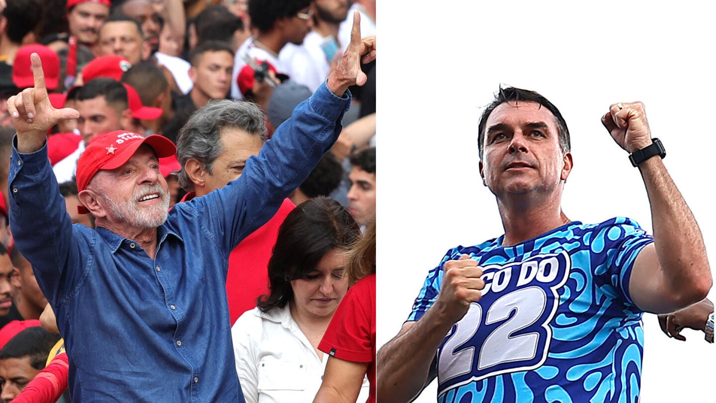 El presidente y candidato a la reelecci&oacute;n de Brasil Luiz In&aacute;cio Lula da Silva (i) y al candidato opositor Fl&aacute;vio Bolsonaro.