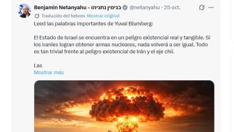 Publicaci&oacute;n de Netanyahu en X