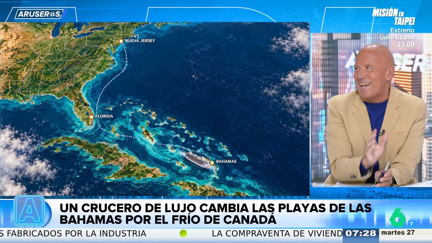 Alfonso Arús alucina con el cambio de rumbo de un crucero que deja a 5.000 pasajeros sin playa: "Se ha desviado un poco bastante" Alfonso Arús alucina con el cambio de rumbo de un crucero que deja a 5.000 pasajeros sin playa: "Se ha desviado un poco bastante"