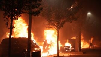 Coches quemados en Bilbao.