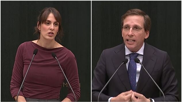 La portavoz de M&aacute;s Madrid en el Ayuntamiento, Rita Maestre, y el alcalde de Madrid, Jos&eacute; Luis Mart&iacute;nez-Almeida
