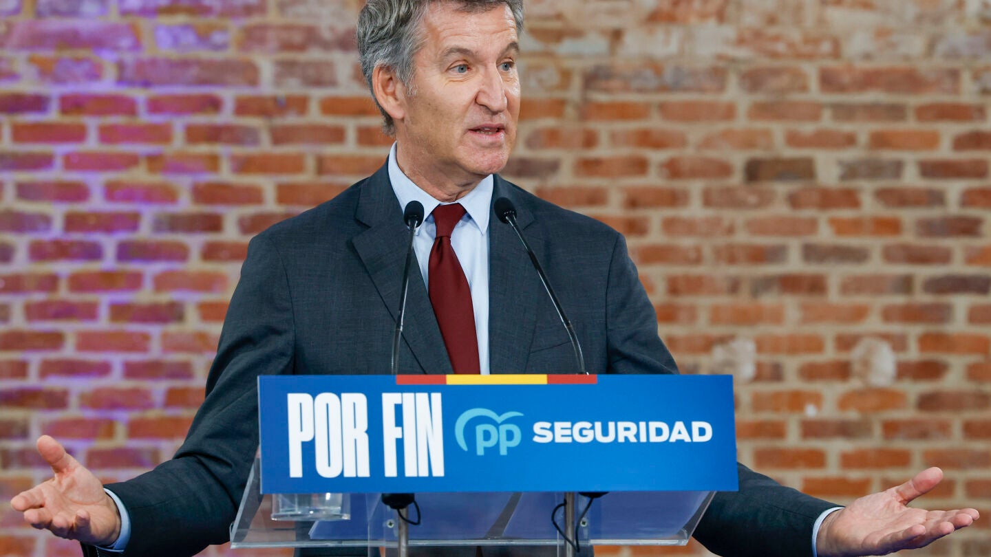 El presidente del Partido Popular, Alberto N&uacute;&ntilde;ez Feij&oacute;o, durante la presentaci&oacute;n este martes de la candidatura del partido por Madrid para las elecciones generales.