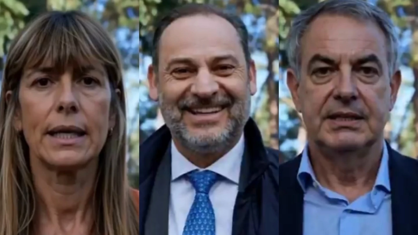 Begoña Gómez, José Luis Ábalos y José Luis Rodríguez Zapatero en una imagen realizada por IA que ha publicado el PP Begoña Gómez, José Luis Ábalos y José Luis Rodríguez Zapatero en una imagen realizada por IA que ha publicado el PP