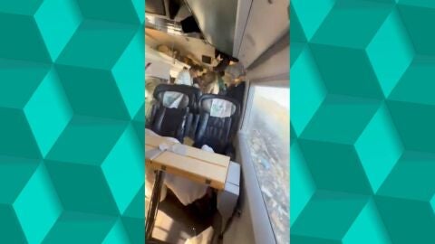 Vista del interior del accidente ferroviario