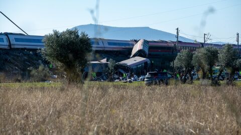 Los dos trenes accidentados en Toledo.